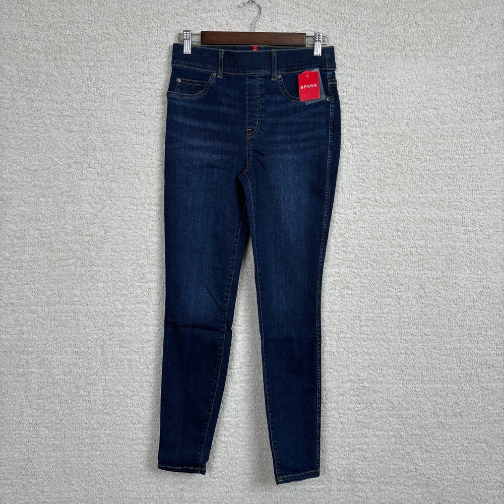 Spanx Jeans‎ Womens Small Midnight Shade Ankle Skinny Pull On Whiskered Jeans